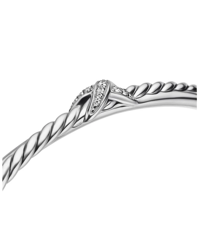 Sterling Silver Petite X Diamond Cuff Bracelet