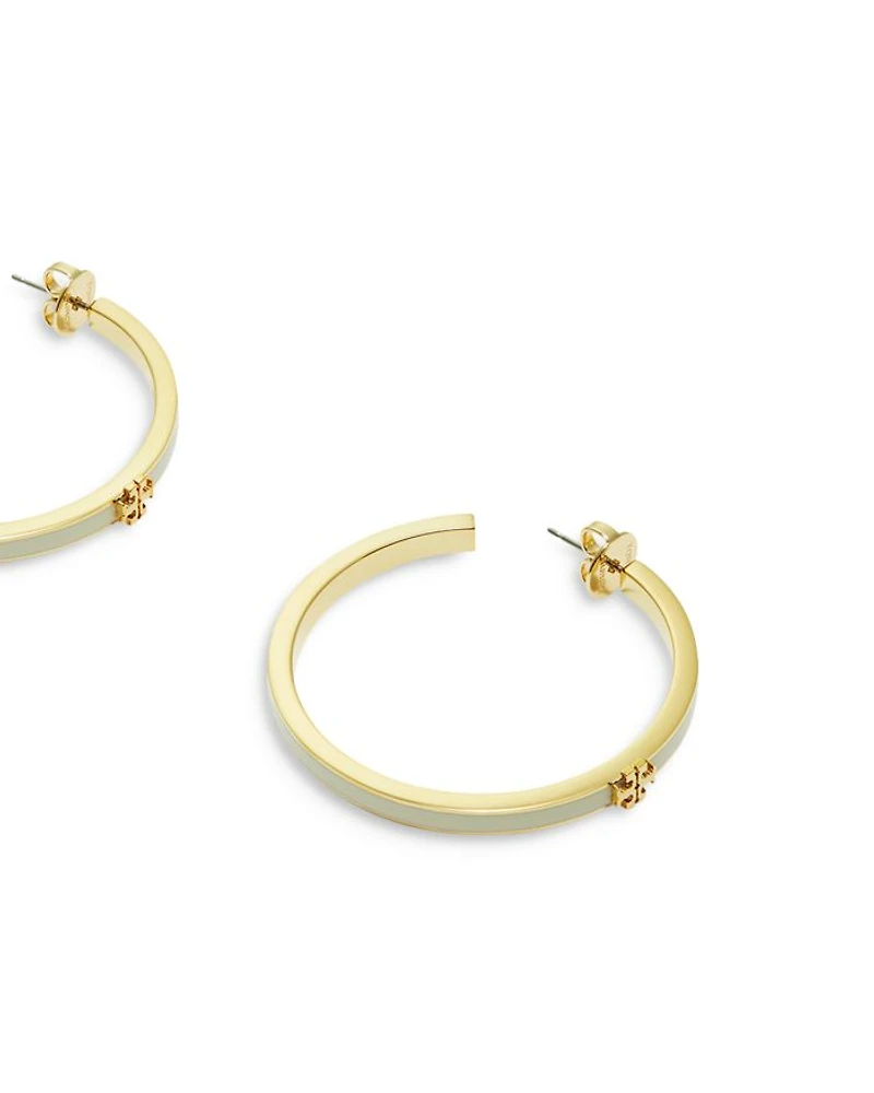 Kira Logo Color Inlay Hoop Earrings in 18K Gold Plated