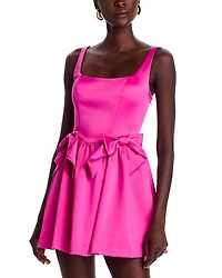 LoveShackFancy Bayer Bow Trim Mini Dress