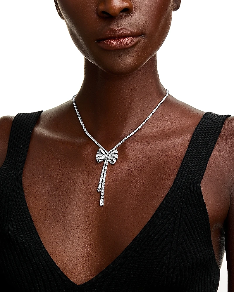 Bloomingdale's Fine Collection Diamond Bow Lariat Tennis Necklace