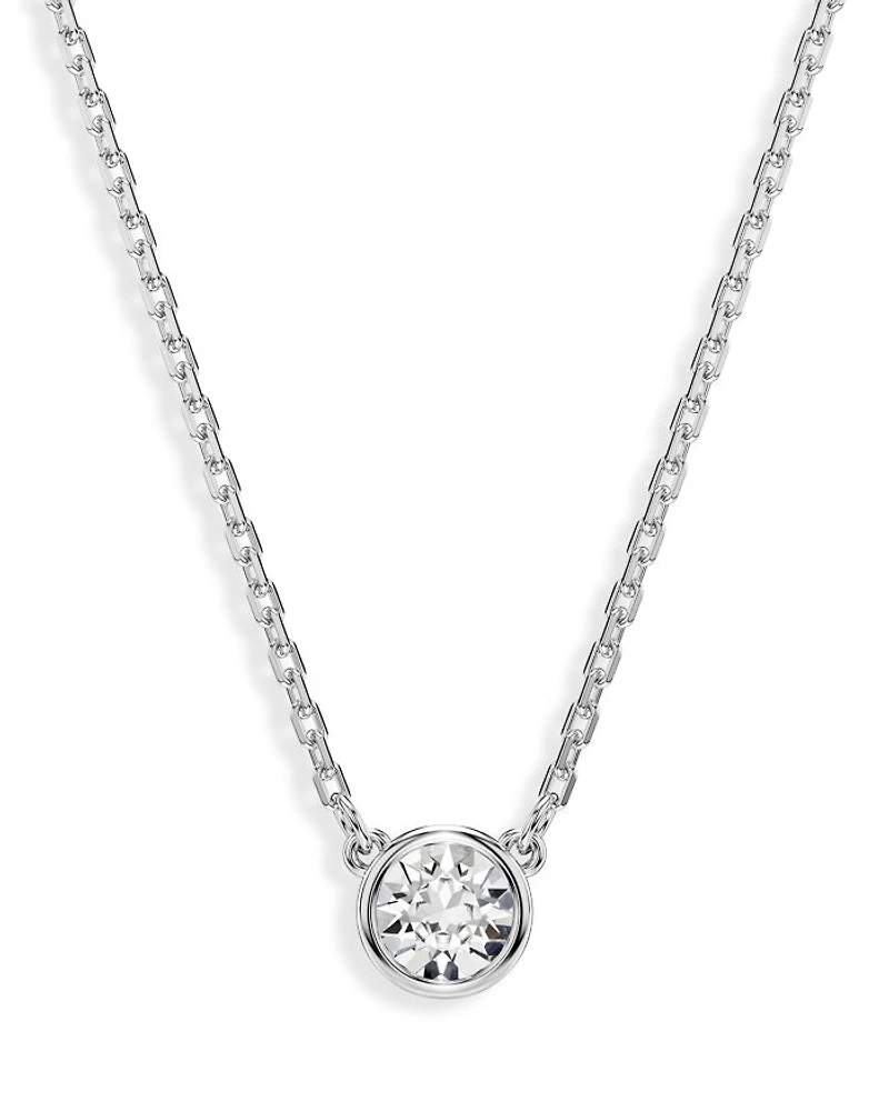 Imber Crystal Pendant Necklace in Rhodium Plated, 14.87"-16.87"