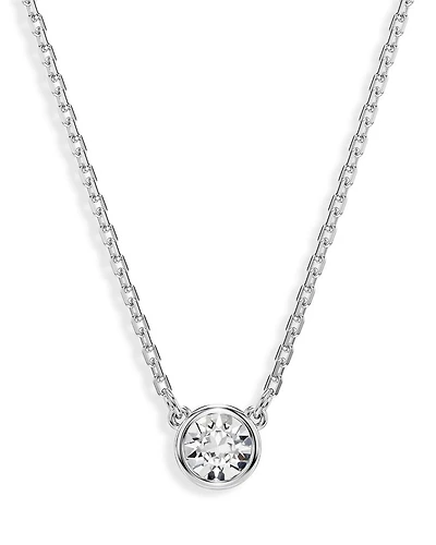 Imber Crystal Pendant Necklace in Rhodium Plated, 14.87"-16.87"