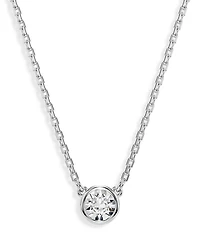 Imber Crystal Pendant Necklace in Rhodium Plated, 14.87"-16.87"