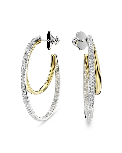 Hyperbola Crystal Double Row Hoop Earrings in Gold Tone & Rhodium Plated