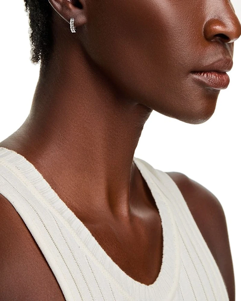 Diamond Baguette Huggie Hoop Earrings in 14K Gold