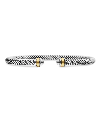 Classic Cable Bracelet Sterling Silver with 18K Yellow Gold, 4mm
