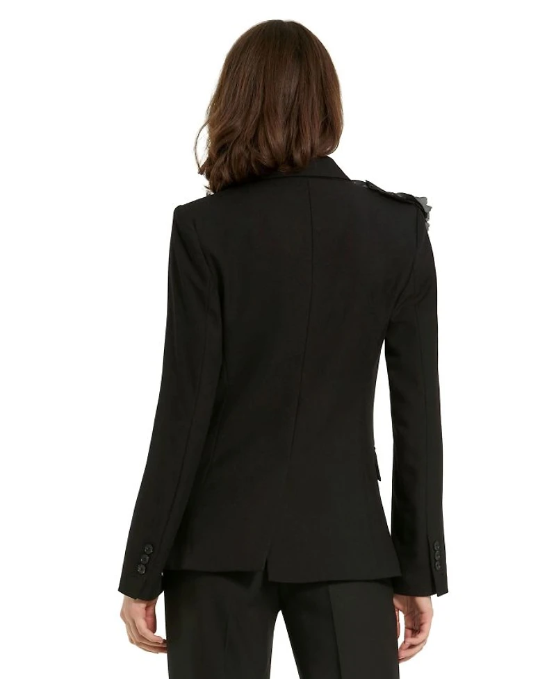 Classic Crepe Blazer Jacket With Flower