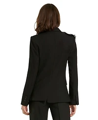 Classic Crepe Blazer Jacket With Flower