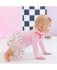 Ghost Sequin Halloween Long Sleeve Tutu Bodysuit - Baby