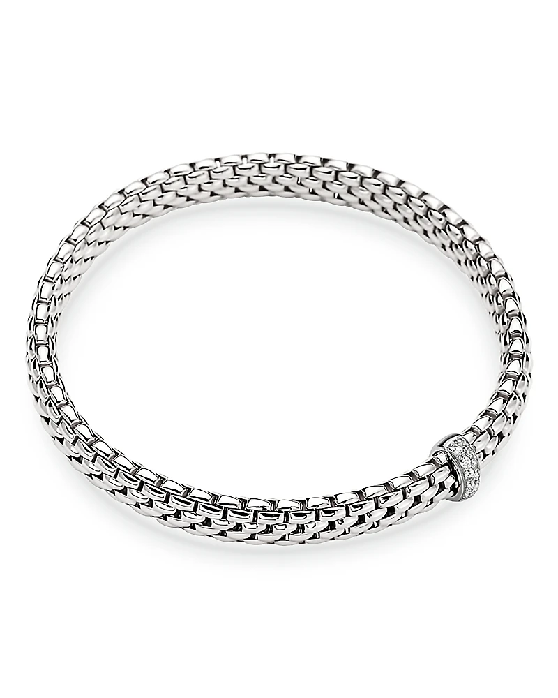 Fope 18K White Gold Vendome Diamond Rondelle Flex Bracelet