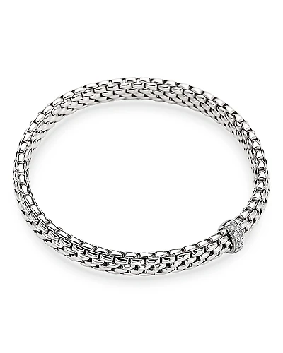 Fope 18K White Gold Vendome Diamond Rondelle Flex Bracelet