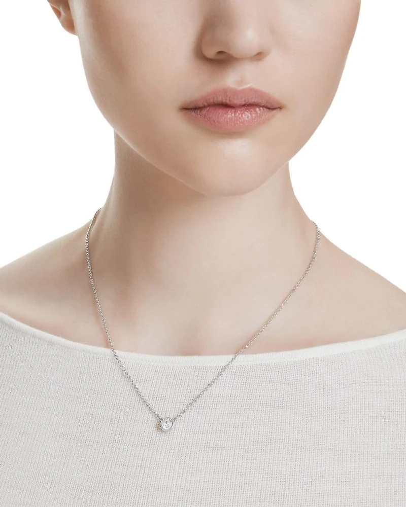 Imber Crystal Pendant Necklace in Rhodium Plated, 14.87"-16.87"