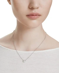 Imber Crystal Pendant Necklace in Rhodium Plated, 14.87"-16.87"