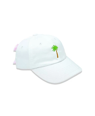 Girls' Palm Tree Bow Baseball Hat in White - Little Kid