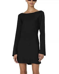 French Connection Ennis Satin Bell Sleeve Mini Dress