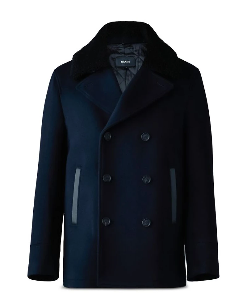Wool Shearling Collar Peacoat