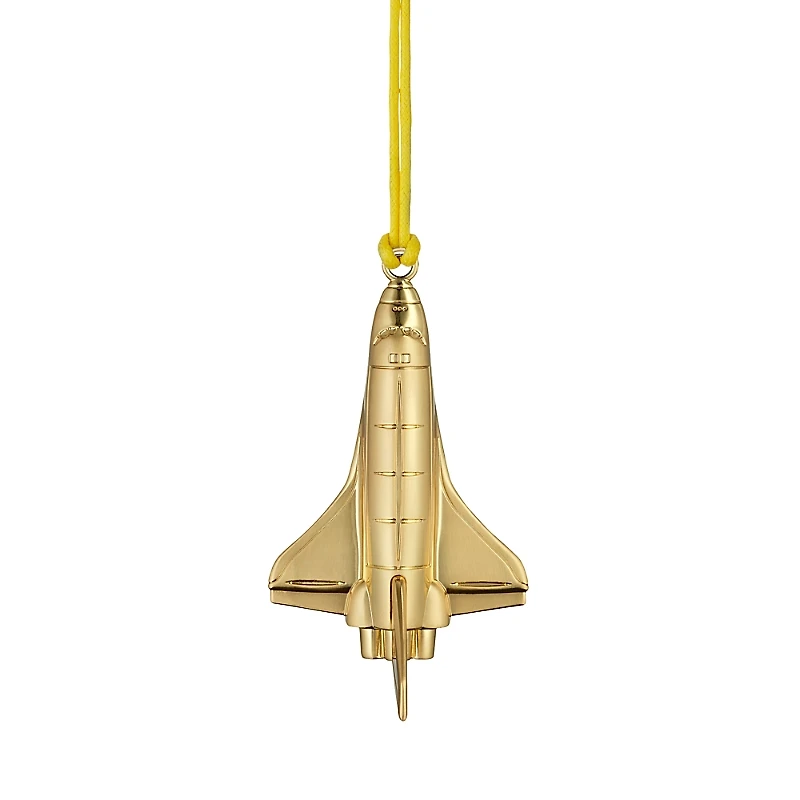 Waterford Christmas Space Shuttle Gold Tone Ornament