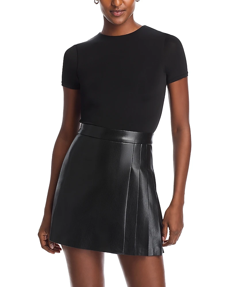 Alice and Olivia Chara Faux Leather Short Sleeve Dress