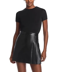 Alice and Olivia Chara Faux Leather Short Sleeve Dress