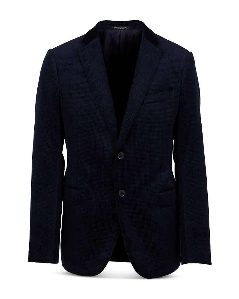 Cotton Velvet Check Slim Fit Blazer