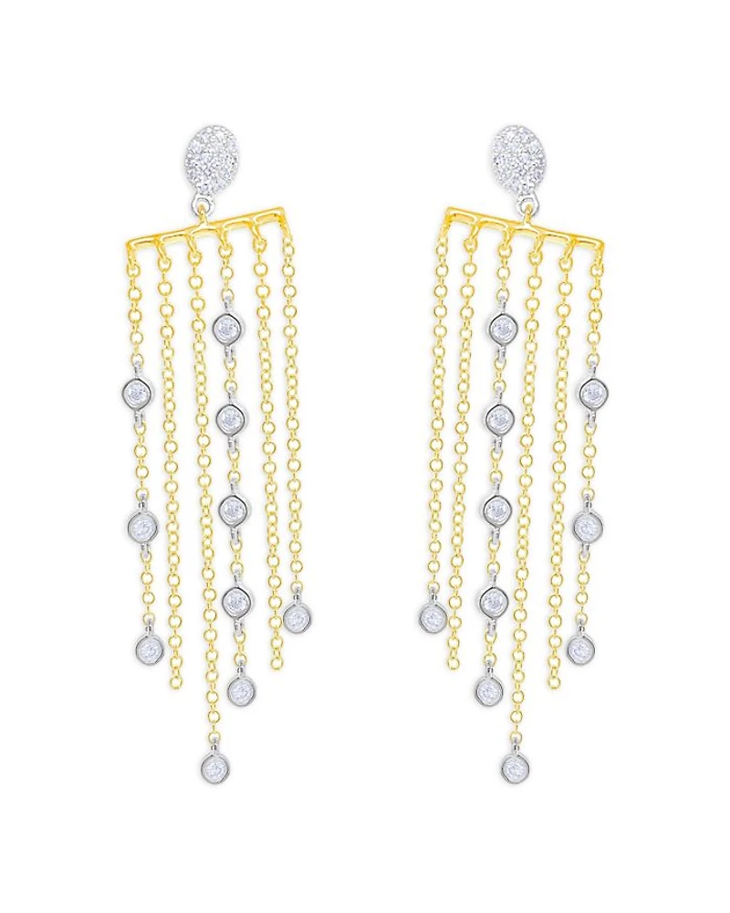 14K Yellow Gold Diamond Fringe Earrings, 0.44 tcw
