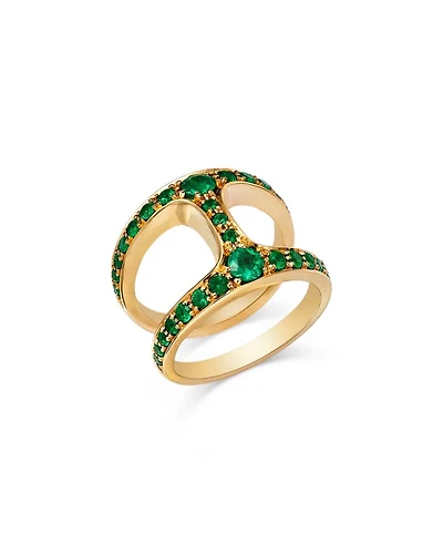 18K Yellow Gold Brute Phantom Emerald Ring