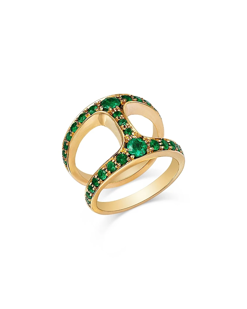 Hoorsenbuhs 18K Yellow Gold Brute Phantom Emerald Ring