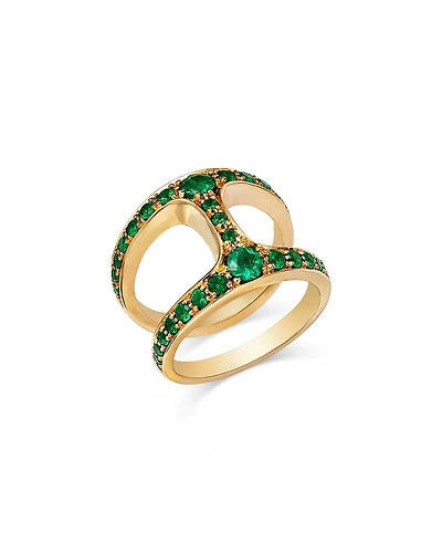Hoorsenbuhs 18K Yellow Gold Brute Phantom Emerald Ring