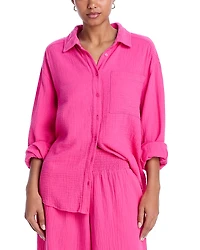 Echo Gauze Boyfriend Shirt Swim Cover-Up