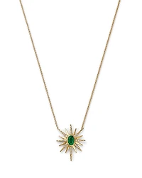 Bloomingdale's Fine Collection Emerald & Diamond Starburst Pendant Necklace