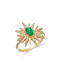 Bloomingdale's Fine Collection Emerald & Diamond Starburst Ring