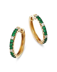Bloomingdale's Fine Collection Emerald & Diamond Hoop Earrings