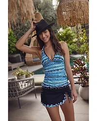 Bachata Tricolored Solid Side Slit Swim Skirt