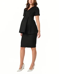 Women's Maternity & Nursing Short Sleeve Empire Waist Top Italian Stretch Suiting Fabric (Regular Petite)