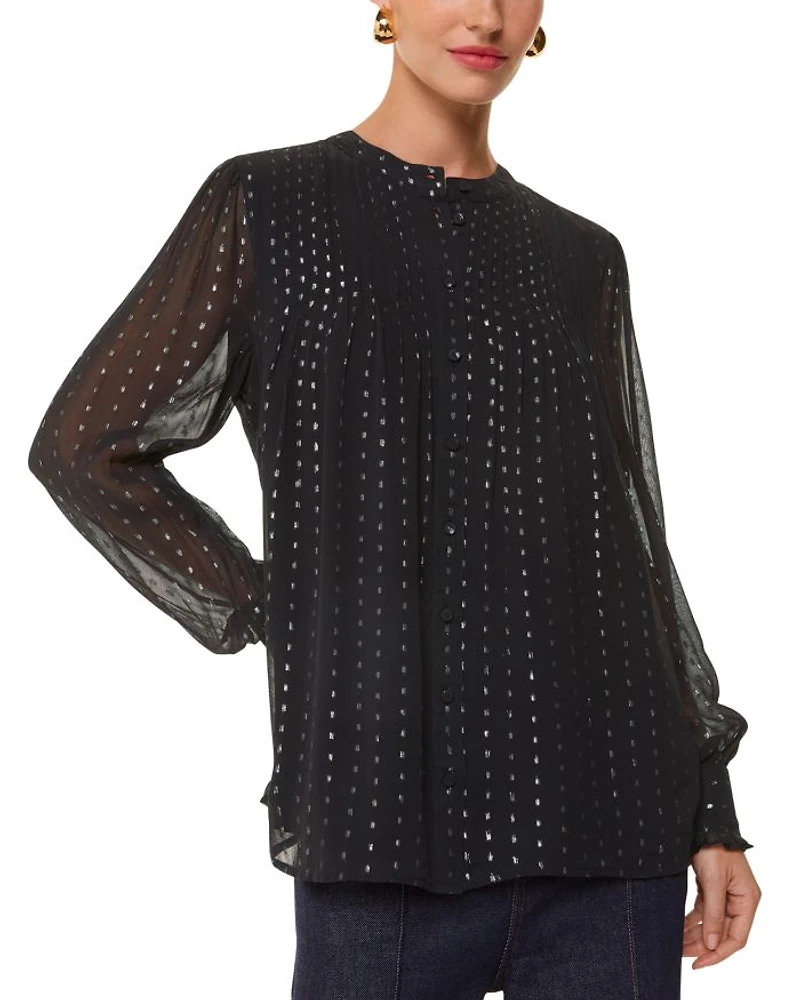 Petites Metallic Stripe Shirt