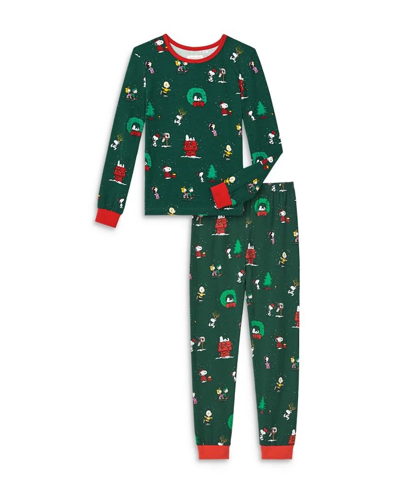Unisex Peanuts Winter Holiday Long Sleeve Pajama Set - Little Kid, Big Kid