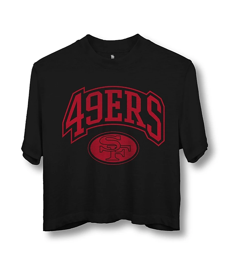 Junk Food Clothing Women's Nfl San Francisco 49ers Blitz Mock Neck Crop Tee