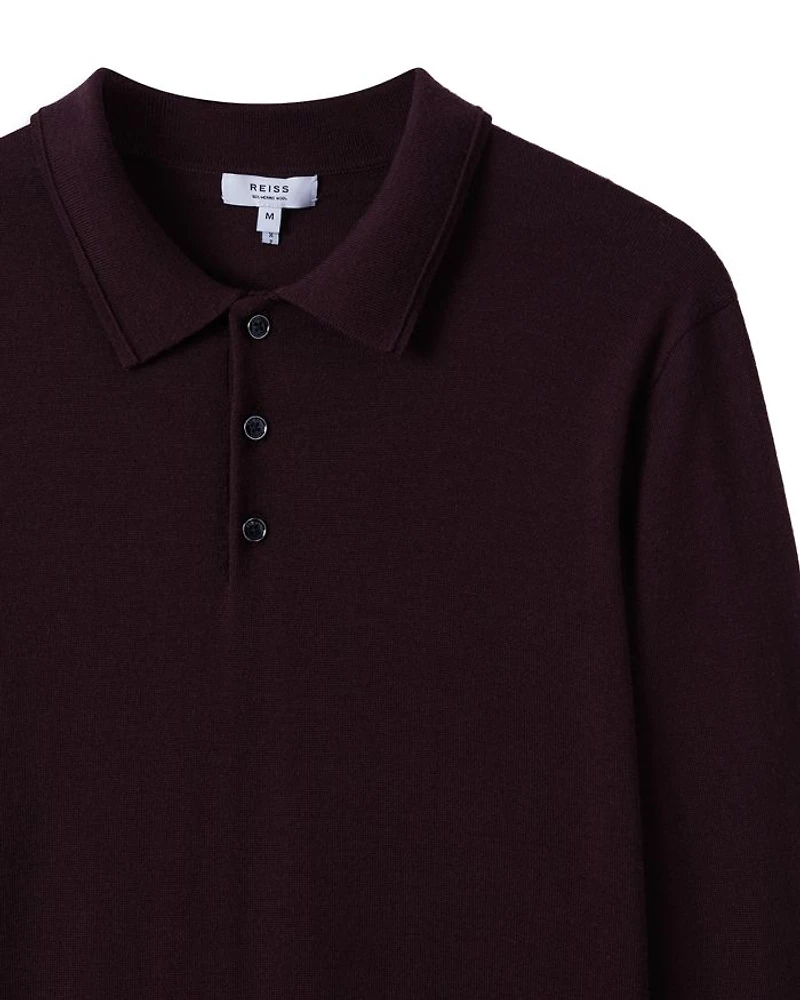 Trafford Merino Wool Regular Fit Long Sleeve Polo Shirt