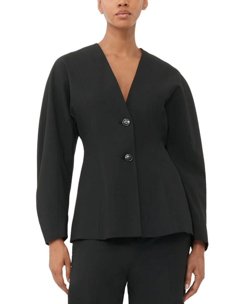 Black Fitted Drapey Melange Blazer
