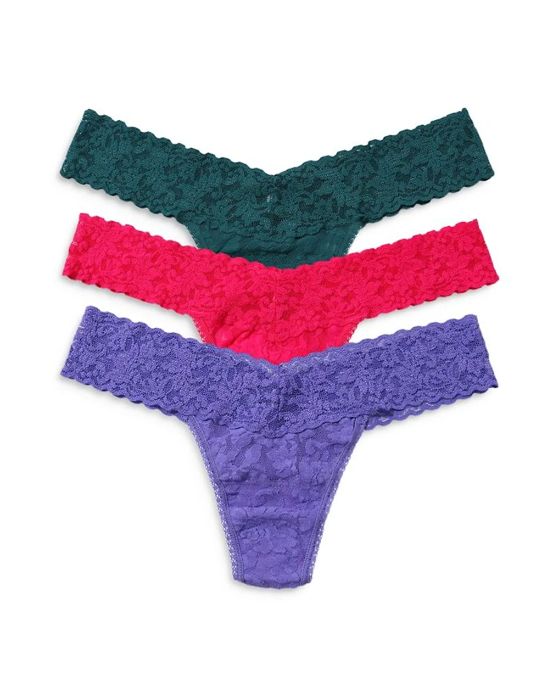 Signature Stretch Lace Low Rise Thongs, Set of 3