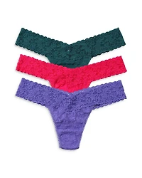 Signature Stretch Lace Low Rise Thongs, Set of 3