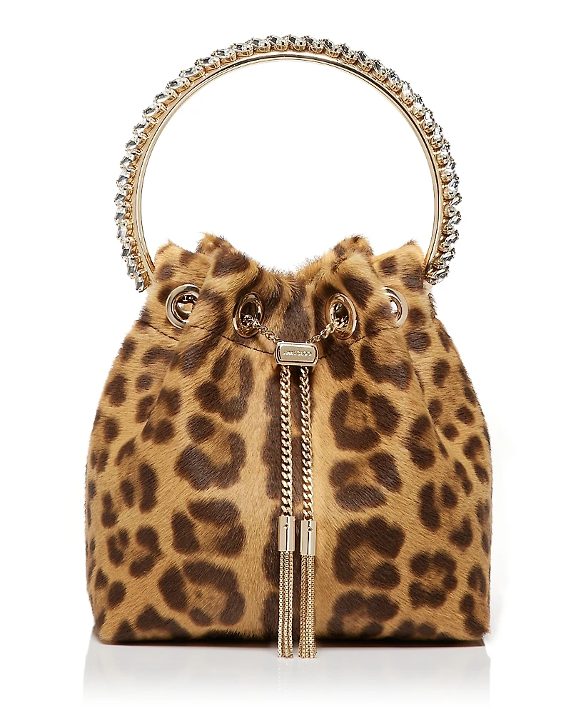 Jimmy Choo Bon Bon Leopard Print Top Handle Bag