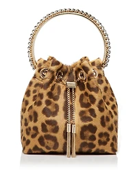 Jimmy Choo Bon Bon Leopard Print Top Handle Bag