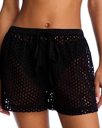 The Nancy Eyelet Swim Cover-Up Shorts