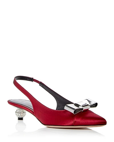 Giambattista Valli Women's Slingback Pointed Toe Bow Heels