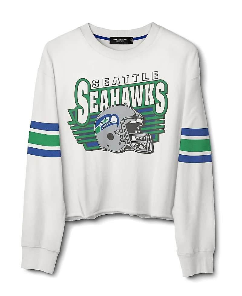 Junk Food Clothing Women's Nfl Seattle Seahawks Kickoff Crop Crew Fleece Sweatshirt
