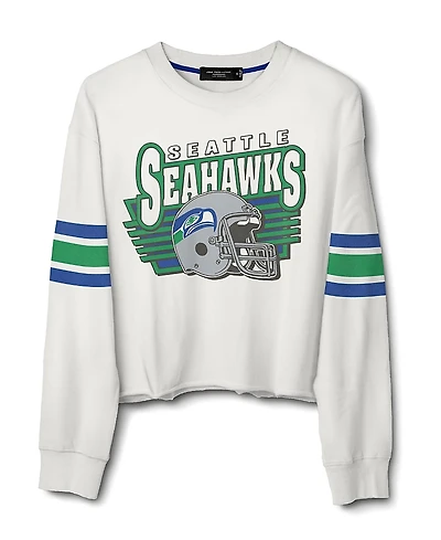 Junk Food Clothing Women's Nfl Seattle Seahawks Kickoff Crop Crew Fleece Sweatshirt