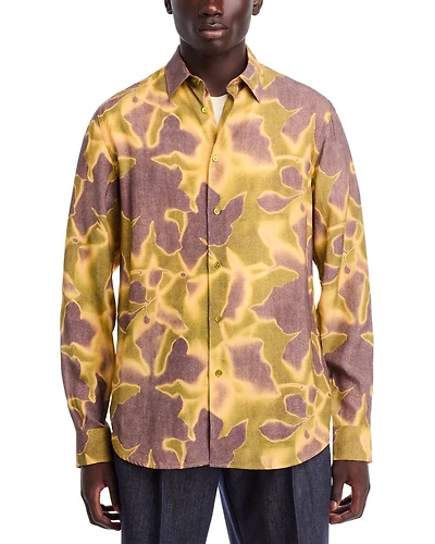 Long Sleeve Button Front Printed Shirt