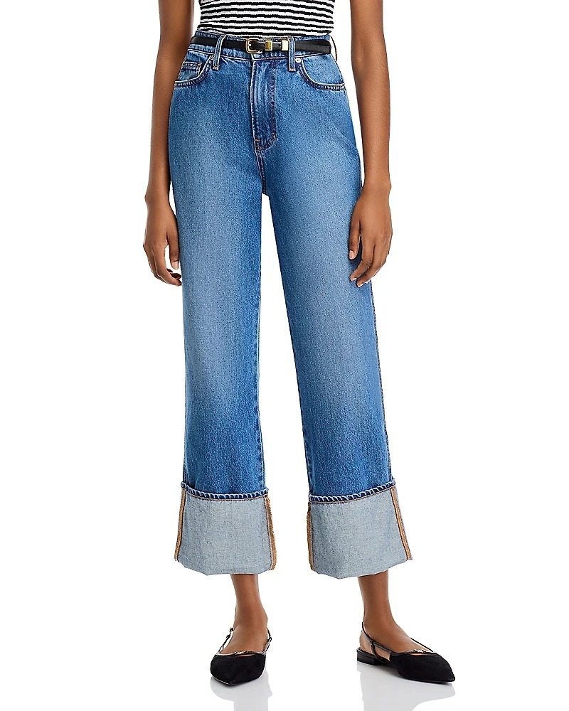 Veronica Beard Dylan High Rise Straight Leg Cuffed Jeans