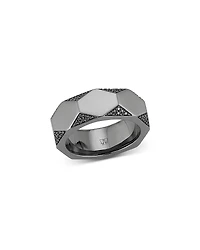 Walters Faith Men's 18K Black Gold Black Diamond Quentin Faceted Hexagon Band Ring